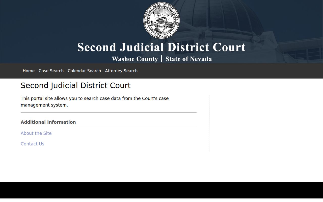 Washoe County Second Judicial District Court case information portal